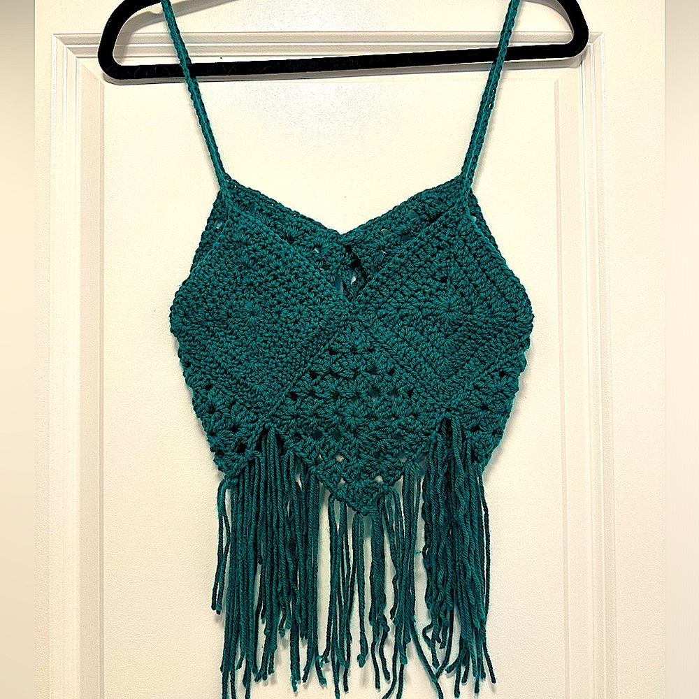 Brand New - Handmade Crochet Festival Top in Teal.